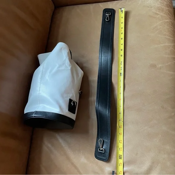 MSGM leather PVC buckle multi shoulder sling bucket backpack buckle white black - Picture 4 of 8